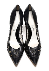 90s Black Ernesto Esposito Cut Leather High Heel Pumps Size 38 Us 8